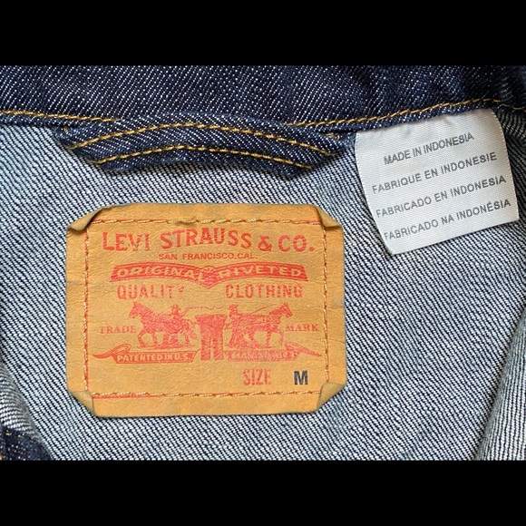 LEVI STRAUSS Red Tab Dark Blue Denim Button Jacket - Picture 3 of 10